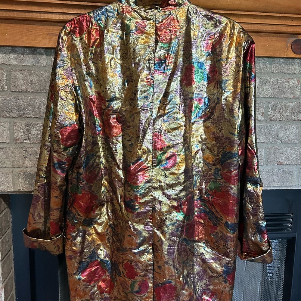 Source Unknown Metallic Gold Multicolor Floral Co… - image 2